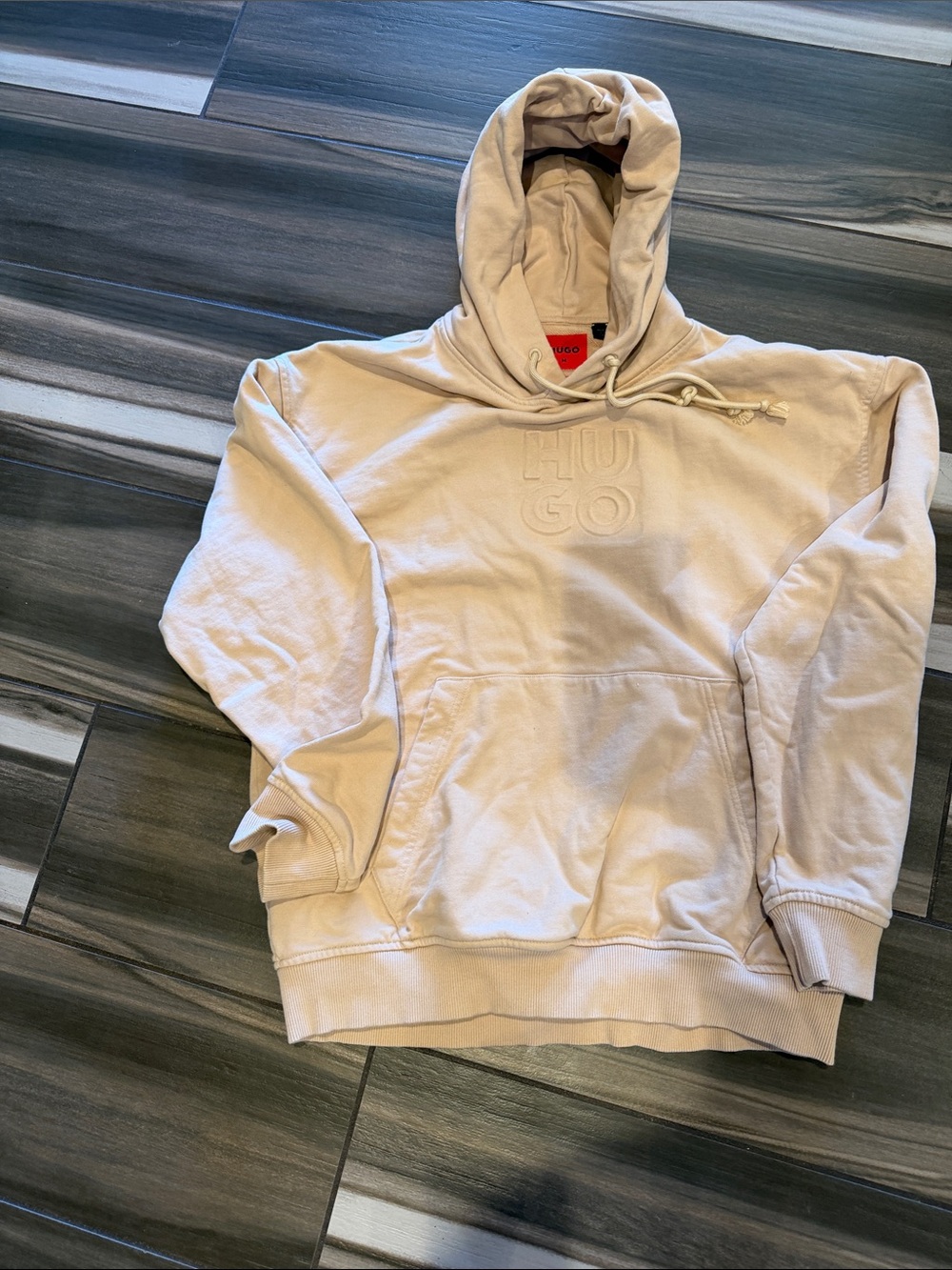 HUGO Men's Pullover Hoodie in Light Beige
